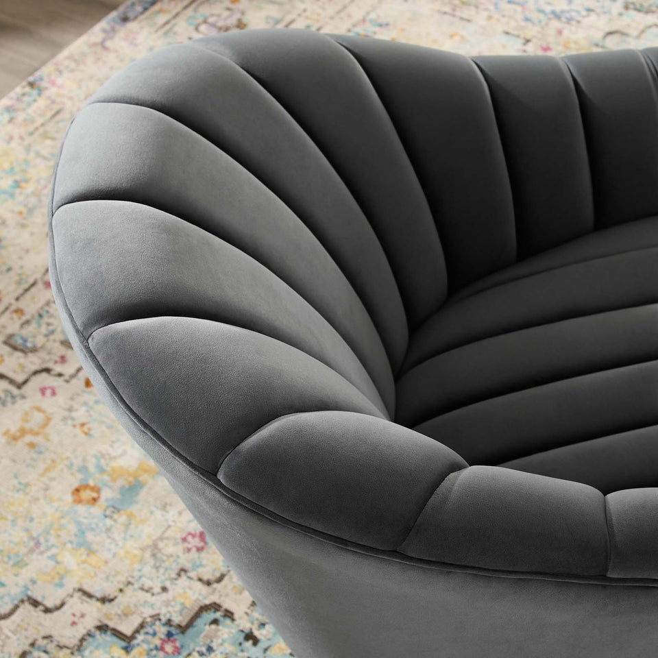 Buoyant Vertical Channel Tufted Accent Lounge Performance Velvet Swivel Chair.
