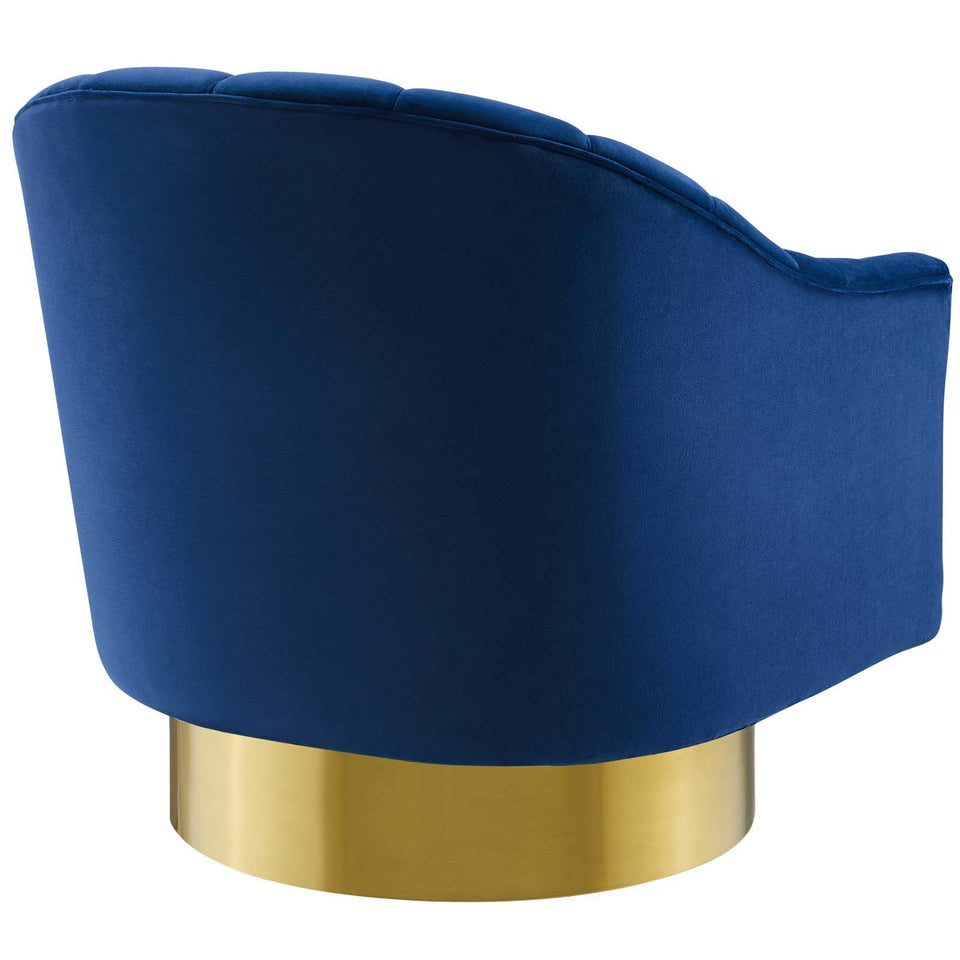 Buoyant Vertical Channel Tufted Accent Lounge Performance Velvet Swivel Chair.