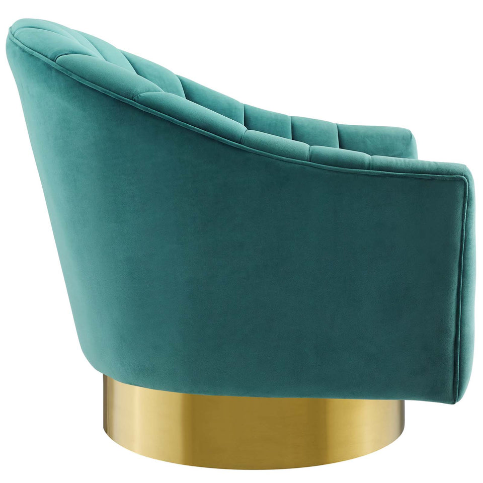 Buoyant Vertical Channel Tufted Accent Lounge Performance Velvet Swivel Chair.