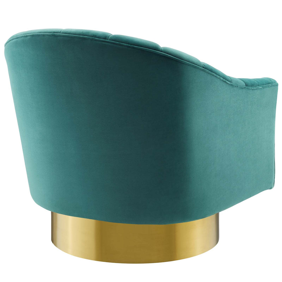 Buoyant Vertical Channel Tufted Accent Lounge Performance Velvet Swivel Chair.