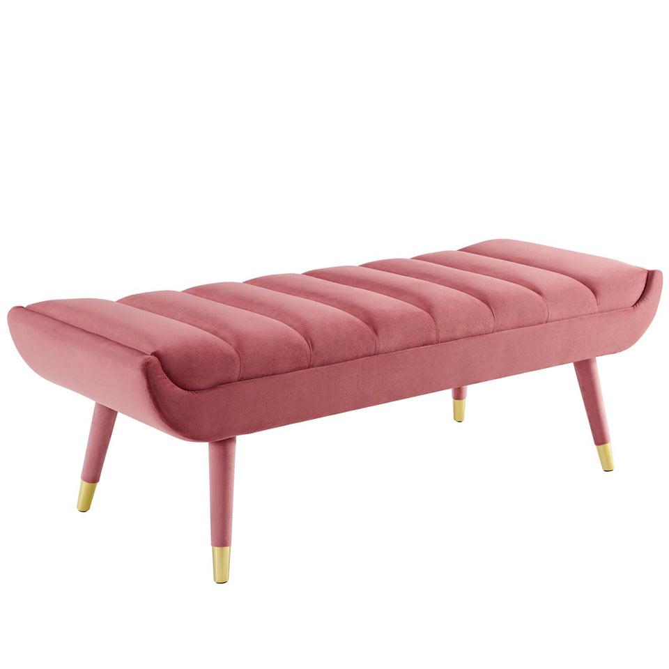 Guess Channel Tufted Performance Velvet Accent Bench.