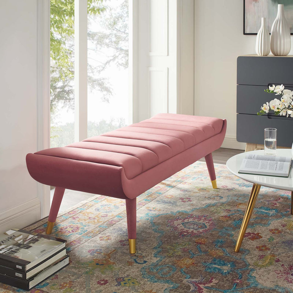 Guess Channel Tufted Performance Velvet Accent Bench.