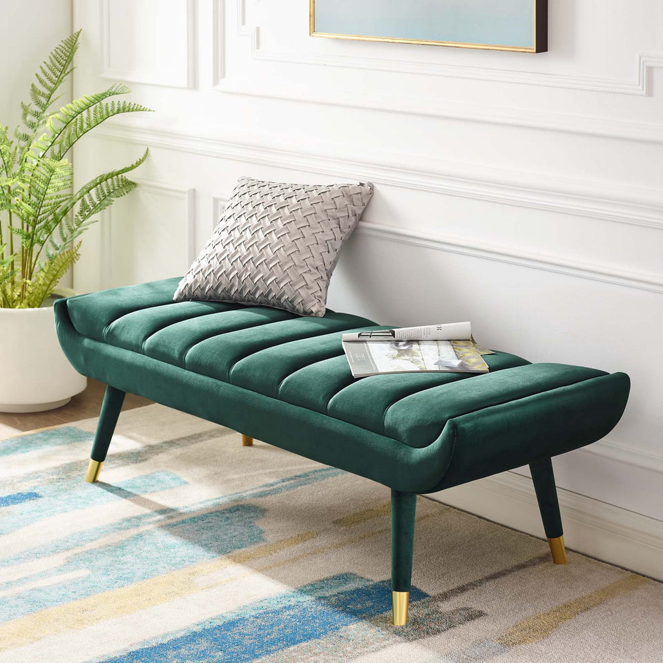 Guess Channel Tufted Performance Velvet Accent Bench.