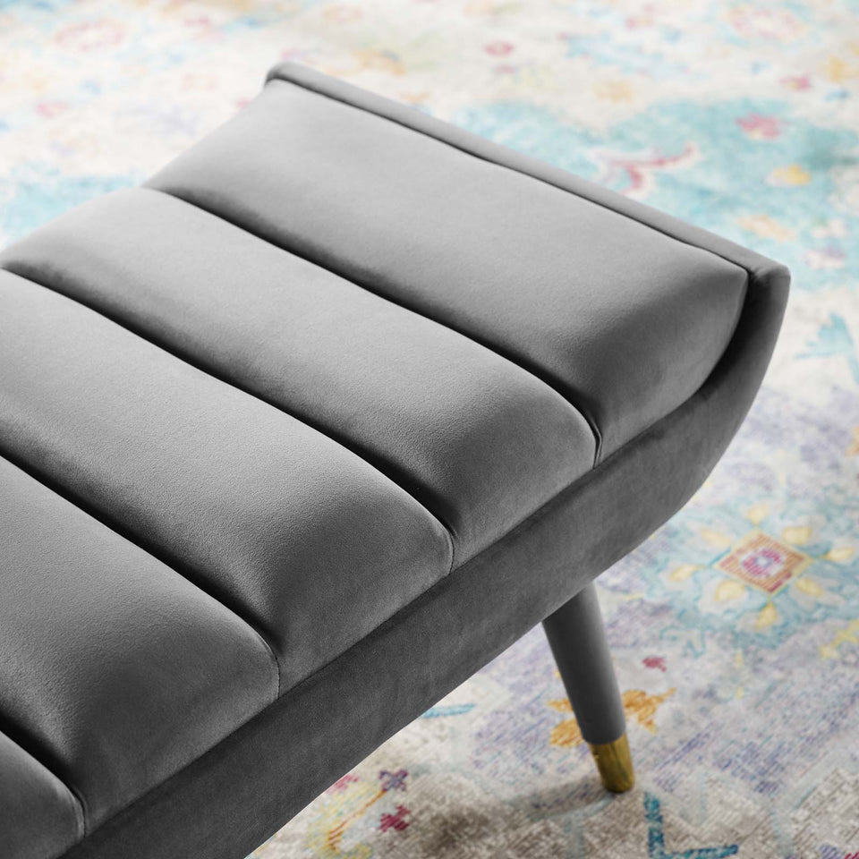 Guess Channel Tufted Performance Velvet Accent Bench.