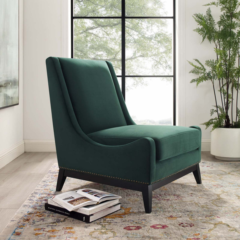 Confident Accent Upholstered Performance Velvet Lounge Chair.