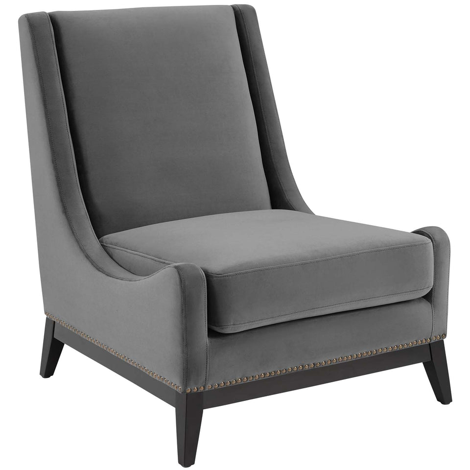 Confident Accent Upholstered Performance Velvet Lounge Chair.