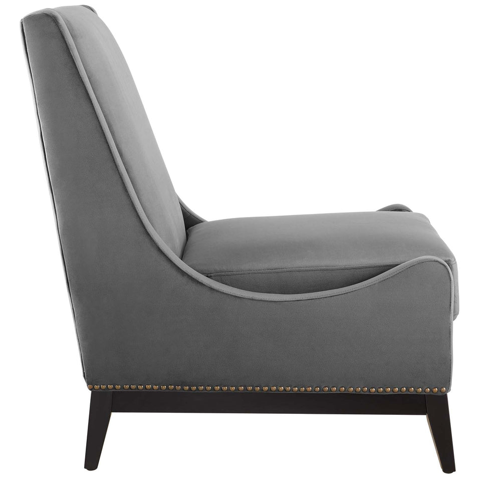 Confident Accent Upholstered Performance Velvet Lounge Chair.