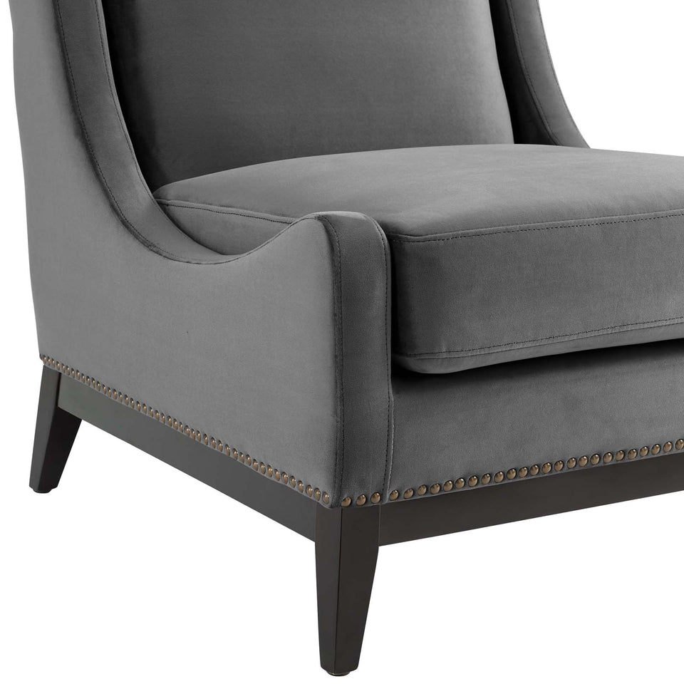 Confident Accent Upholstered Performance Velvet Lounge Chair.