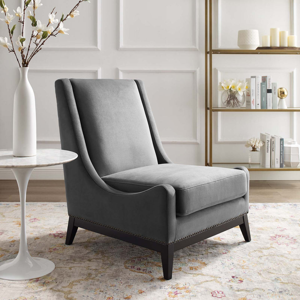Confident Accent Upholstered Performance Velvet Lounge Chair.