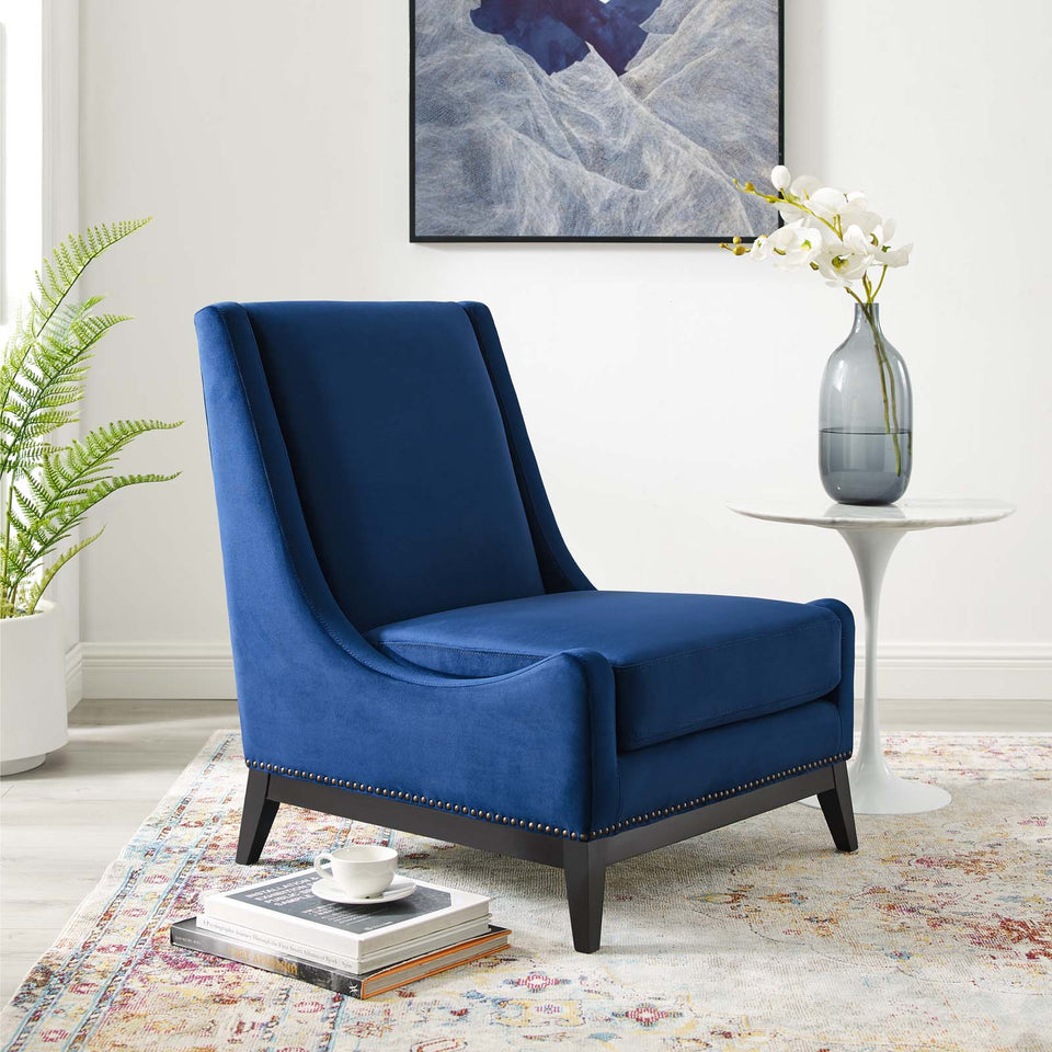 Confident Accent Upholstered Performance Velvet Lounge Chair.