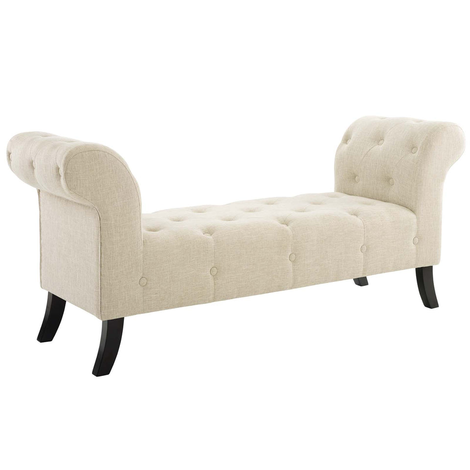 Evince Button Tufted Accent Upholstered Fabric Bench.