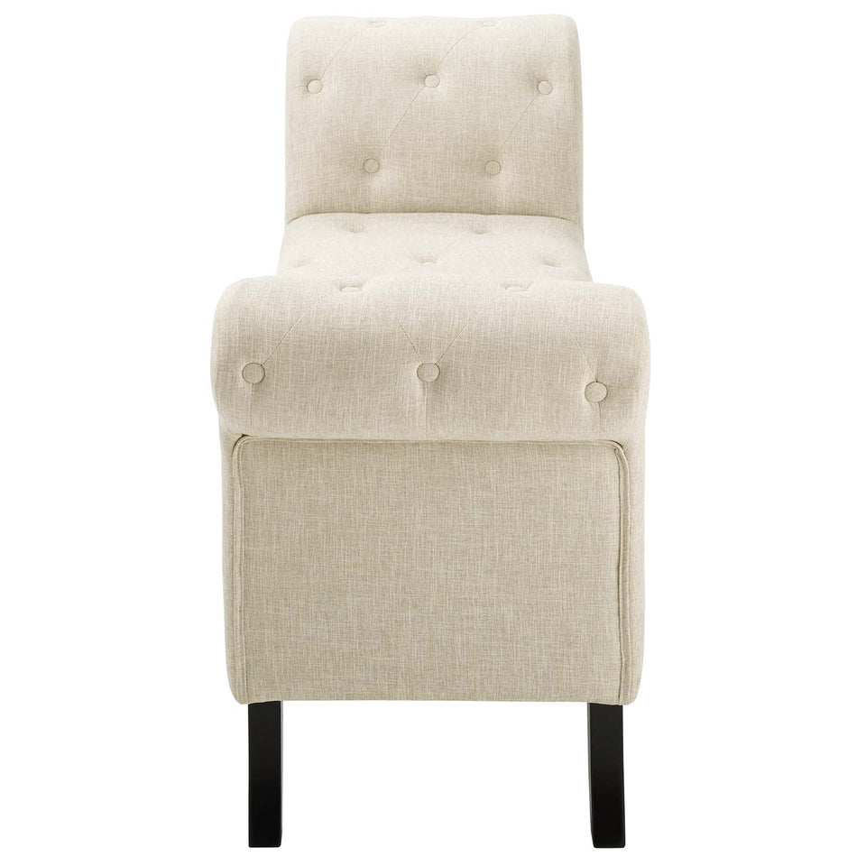 Evince Button Tufted Accent Upholstered Fabric Bench.
