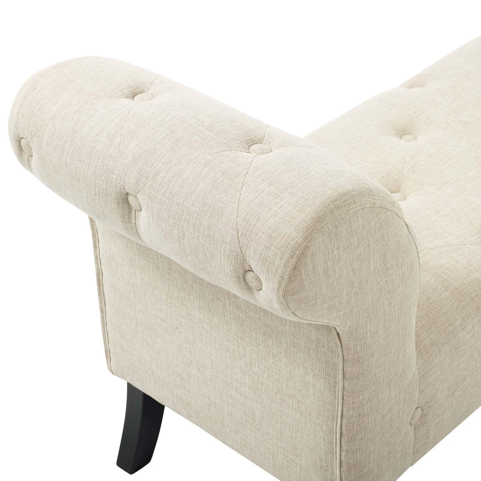 Evince Button Tufted Accent Upholstered Fabric Bench.