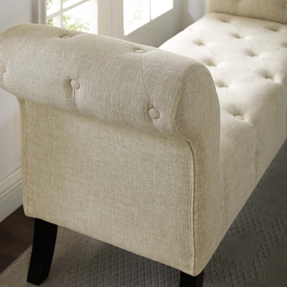 Evince Button Tufted Accent Upholstered Fabric Bench.