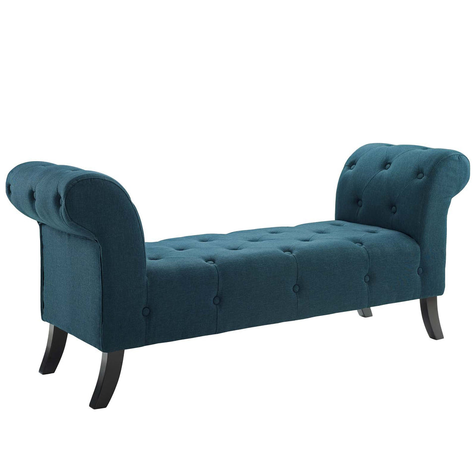 Evince Button Tufted Accent Upholstered Fabric Bench.