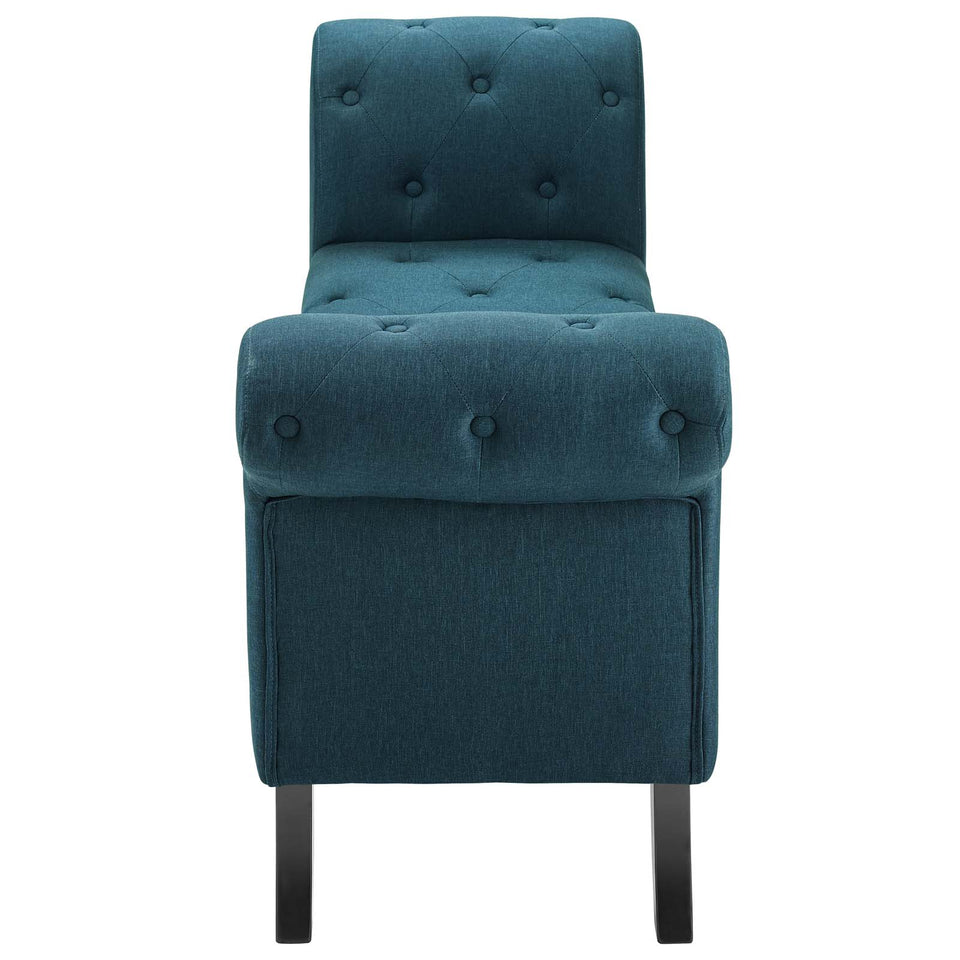 Evince Button Tufted Accent Upholstered Fabric Bench.