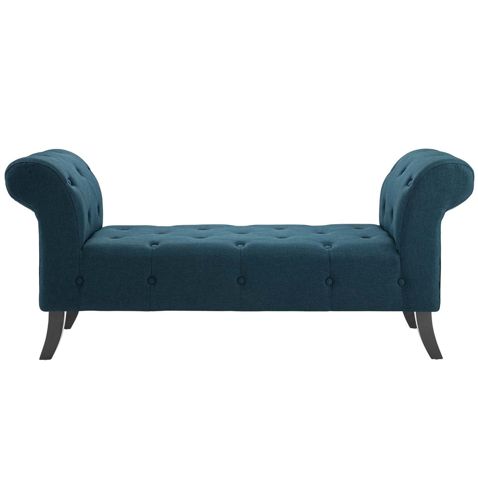 Evince Button Tufted Accent Upholstered Fabric Bench.