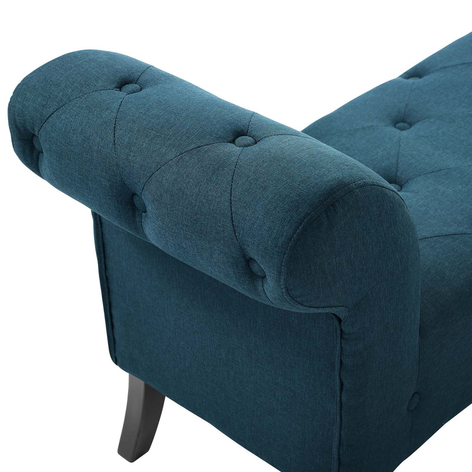 Evince Button Tufted Accent Upholstered Fabric Bench.