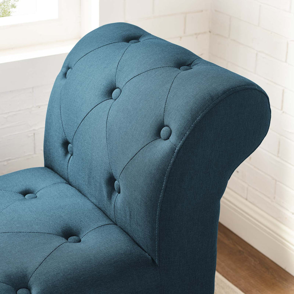 Evince Button Tufted Accent Upholstered Fabric Bench.