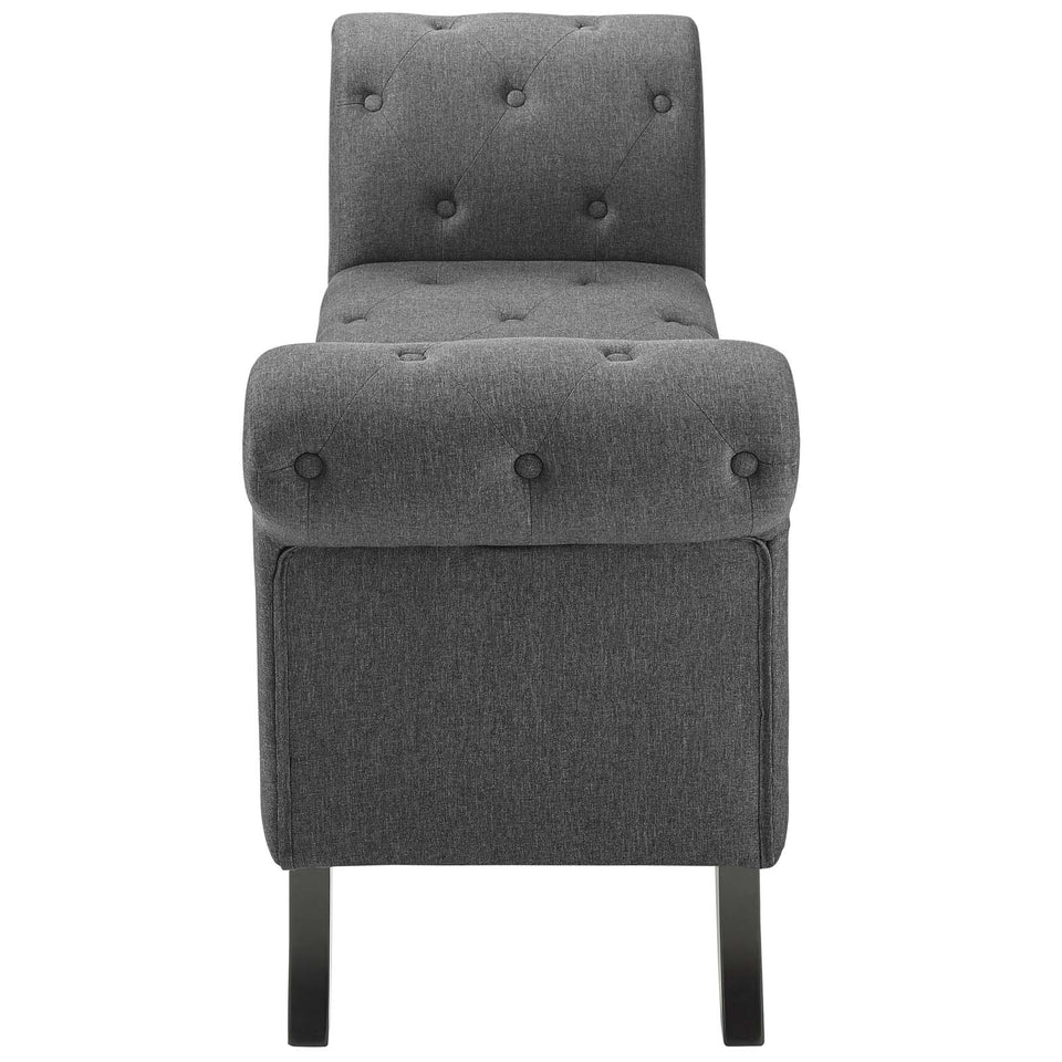 Evince Button Tufted Accent Upholstered Fabric Bench.