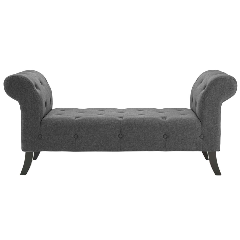 Evince Button Tufted Accent Upholstered Fabric Bench.