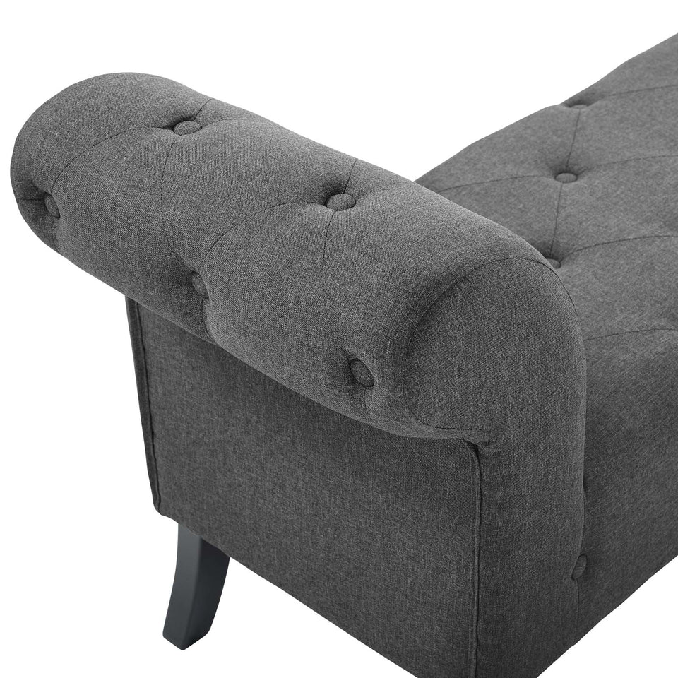 Evince Button Tufted Accent Upholstered Fabric Bench.
