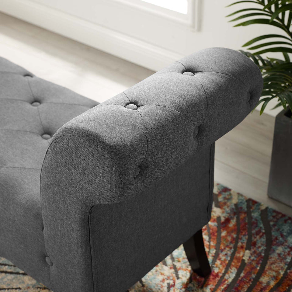 Evince Button Tufted Accent Upholstered Fabric Bench.
