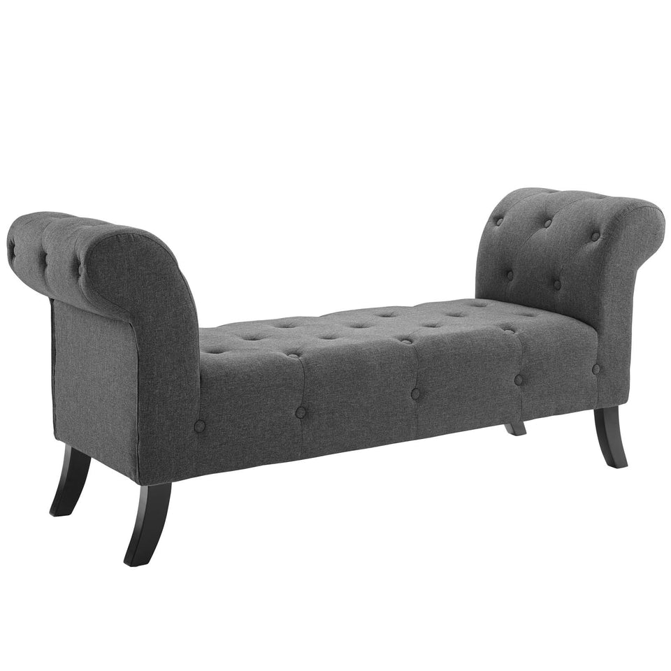 Evince Button Tufted Accent Upholstered Fabric Bench.