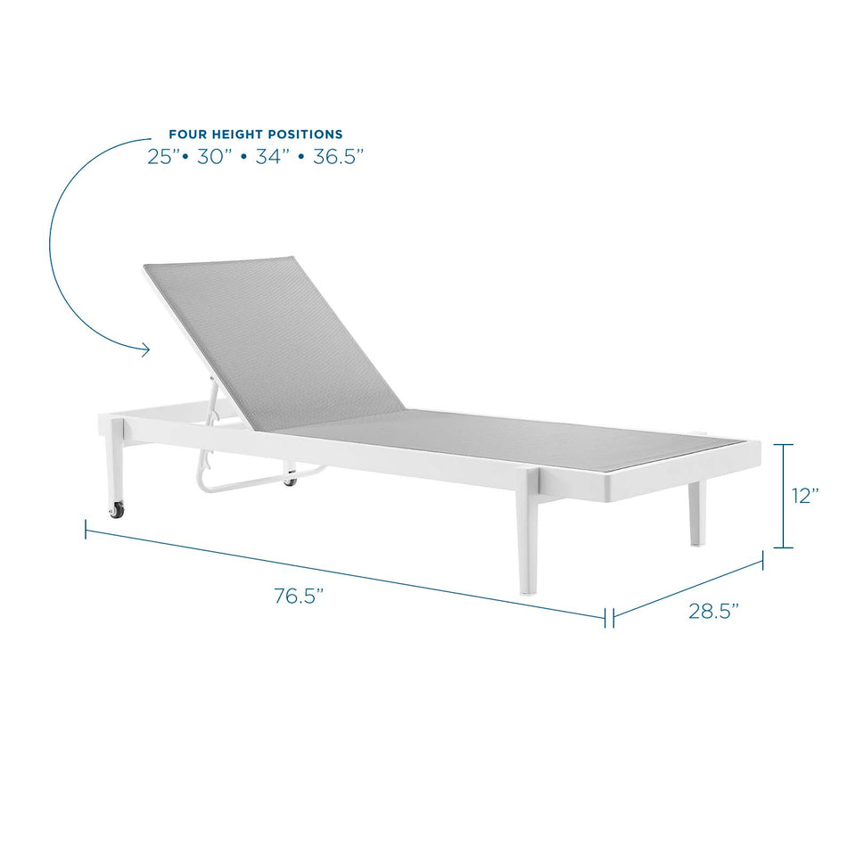 Charleston Outdoor Patio Chaise Lounge Chair in White Gray.