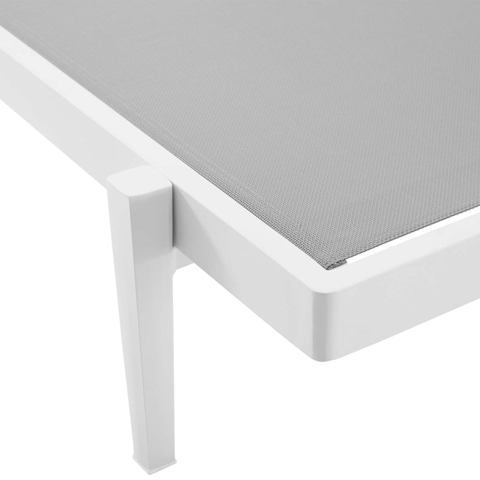 Charleston Outdoor Patio Chaise Lounge Chair in White Gray.