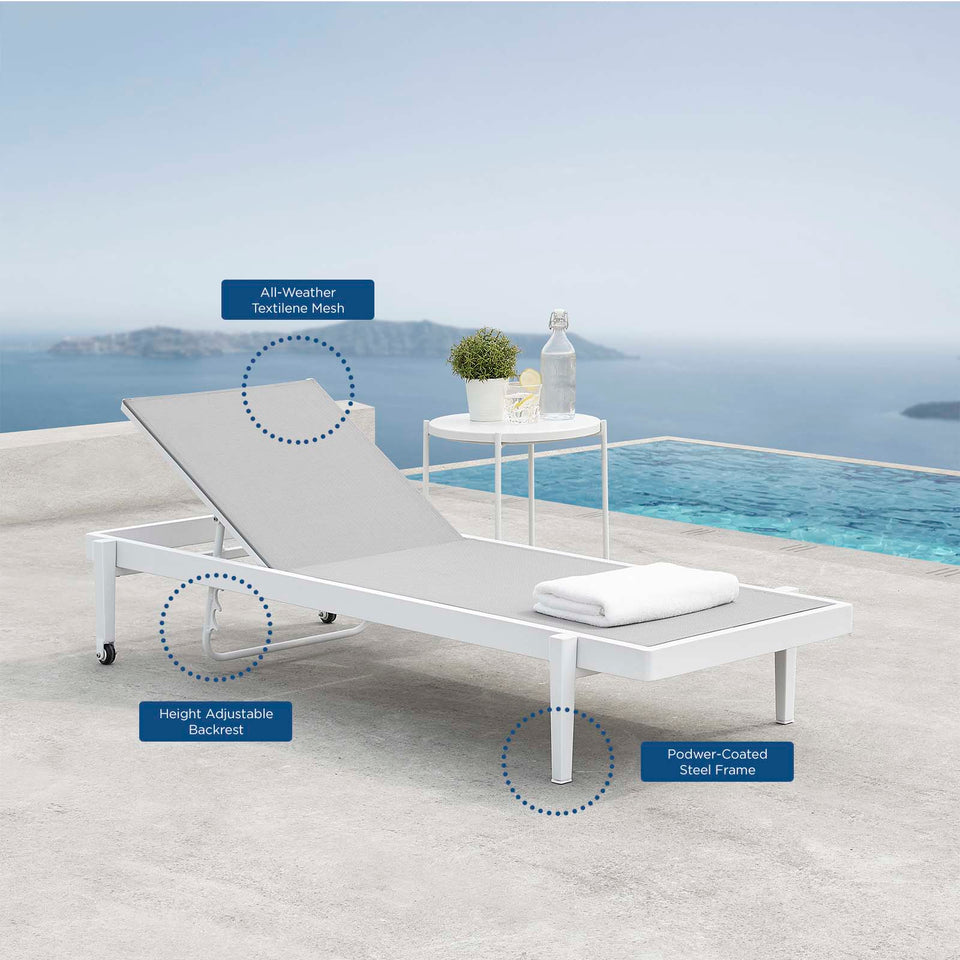 Charleston Outdoor Patio Chaise Lounge Chair in White Gray.