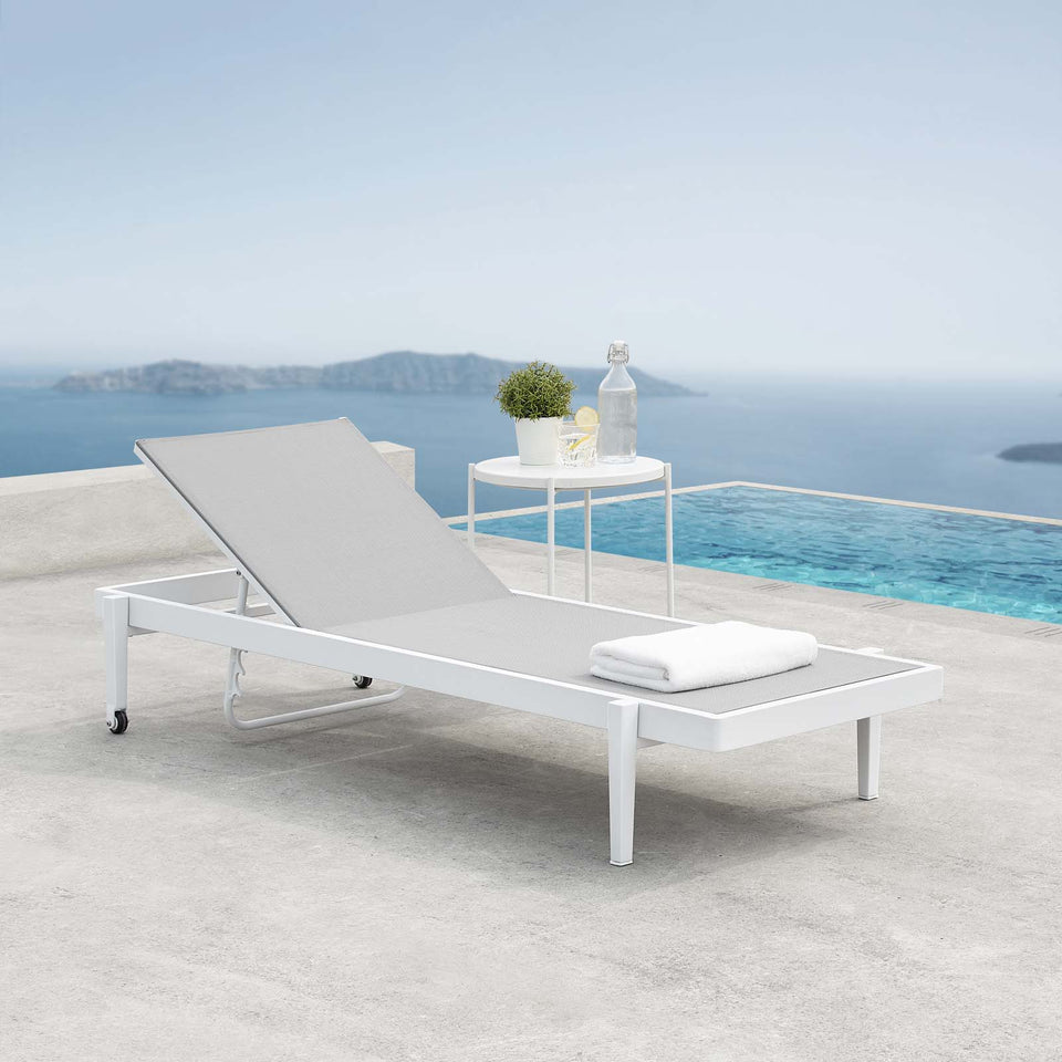 Charleston Outdoor Patio Chaise Lounge Chair in White Gray.