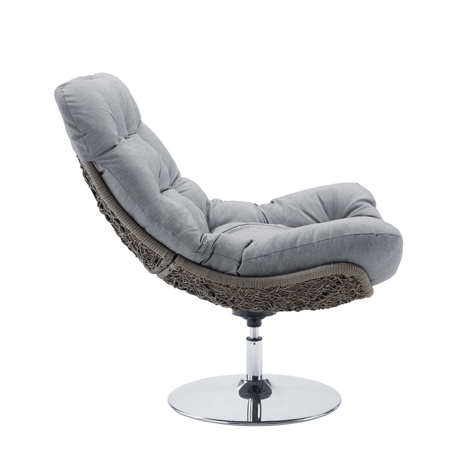Brighton Wicker Rattan Outdoor Patio Swivel Lounge Chair.