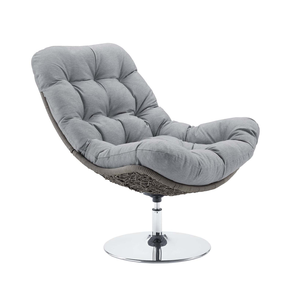 Brighton Wicker Rattan Outdoor Patio Swivel Lounge Chair.