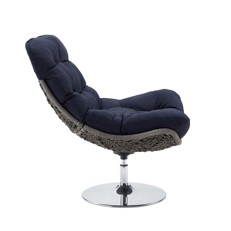 Brighton Wicker Rattan Outdoor Patio Swivel Lounge Chair.