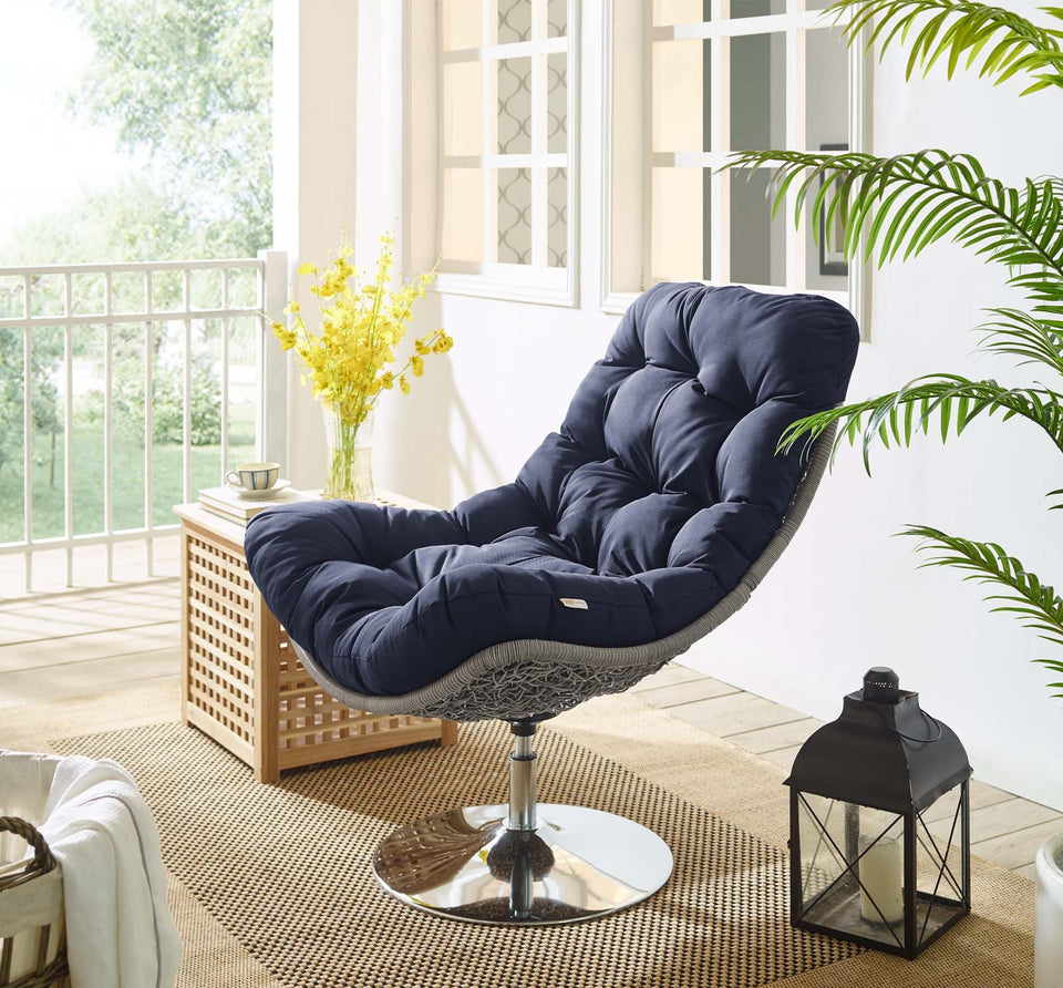 Brighton Wicker Rattan Outdoor Patio Swivel Lounge Chair.