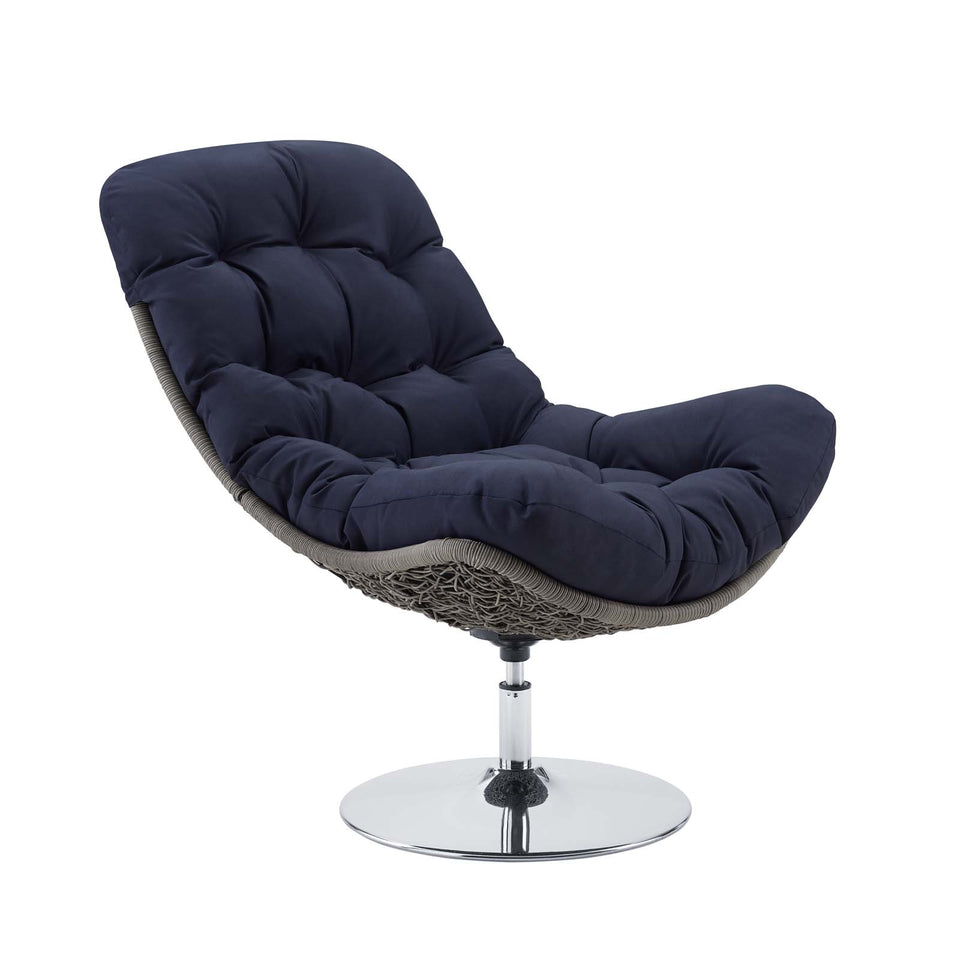 Brighton Wicker Rattan Outdoor Patio Swivel Lounge Chair.