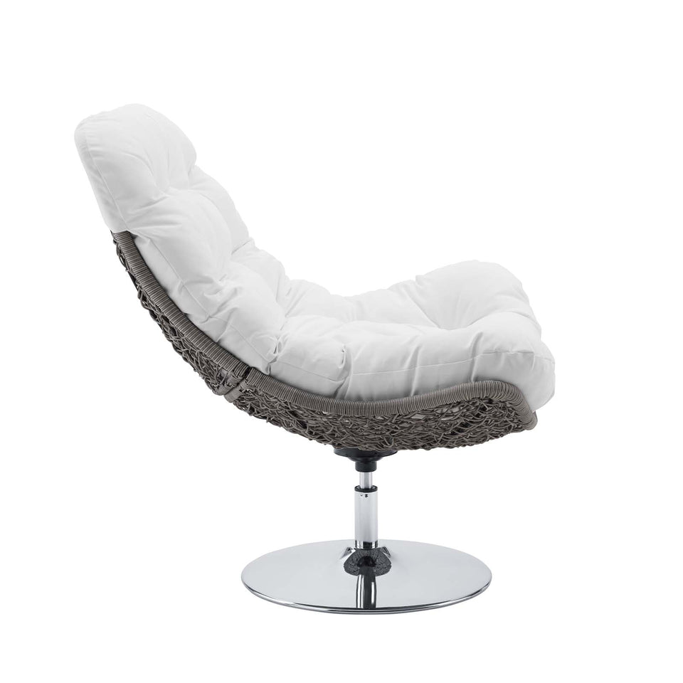 Brighton Wicker Rattan Outdoor Patio Swivel Lounge Chair.