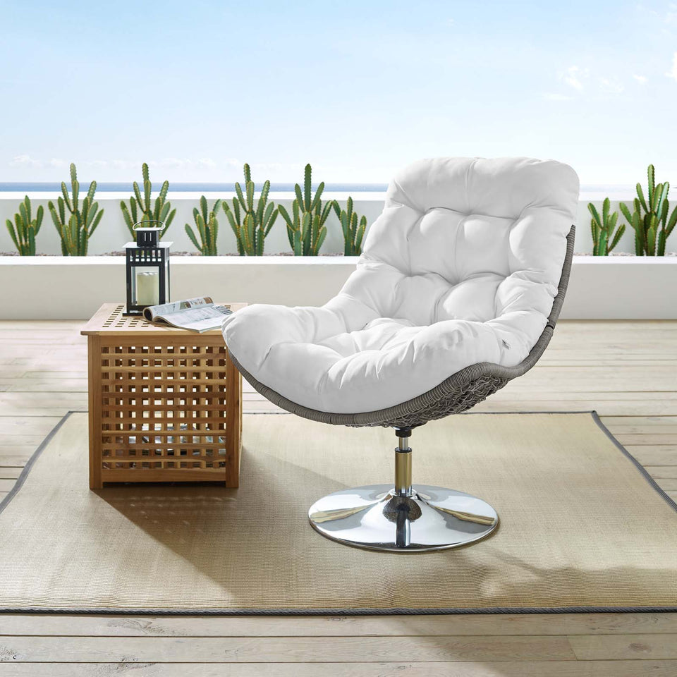 Brighton Wicker Rattan Outdoor Patio Swivel Lounge Chair.