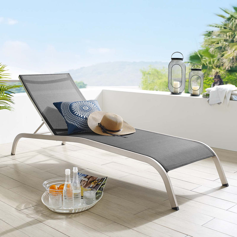 Savannah Outdoor Patio Mesh Chaise Outdoor Patio Lounge Chair.