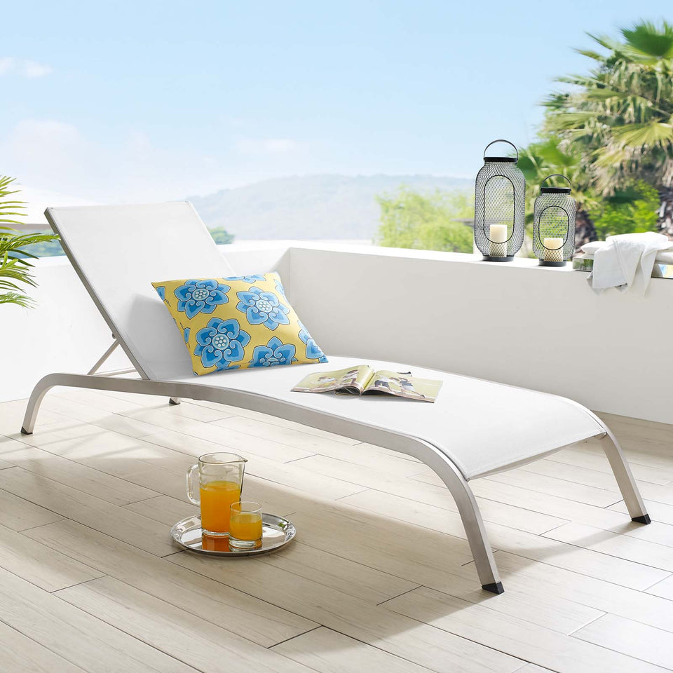 Savannah Outdoor Patio Mesh Chaise Outdoor Patio Lounge Chair.