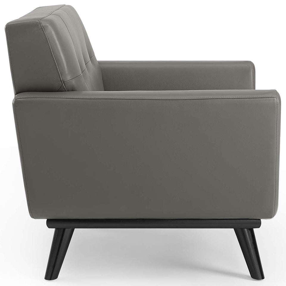Engage Top-Grain Leather Living Room Lounge Accent Armchair.