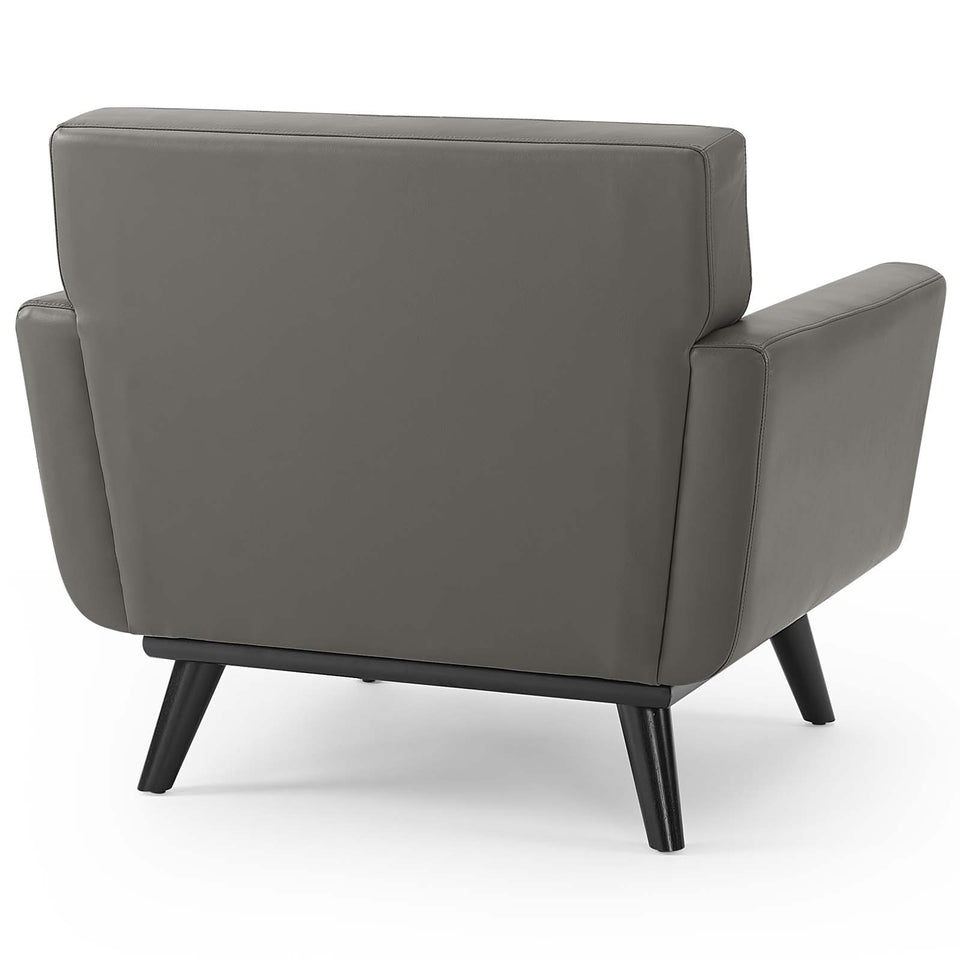 Engage Top-Grain Leather Living Room Lounge Accent Armchair.