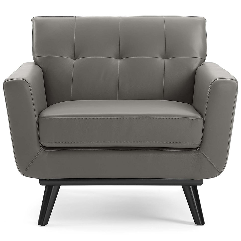 Engage Top-Grain Leather Living Room Lounge Accent Armchair.