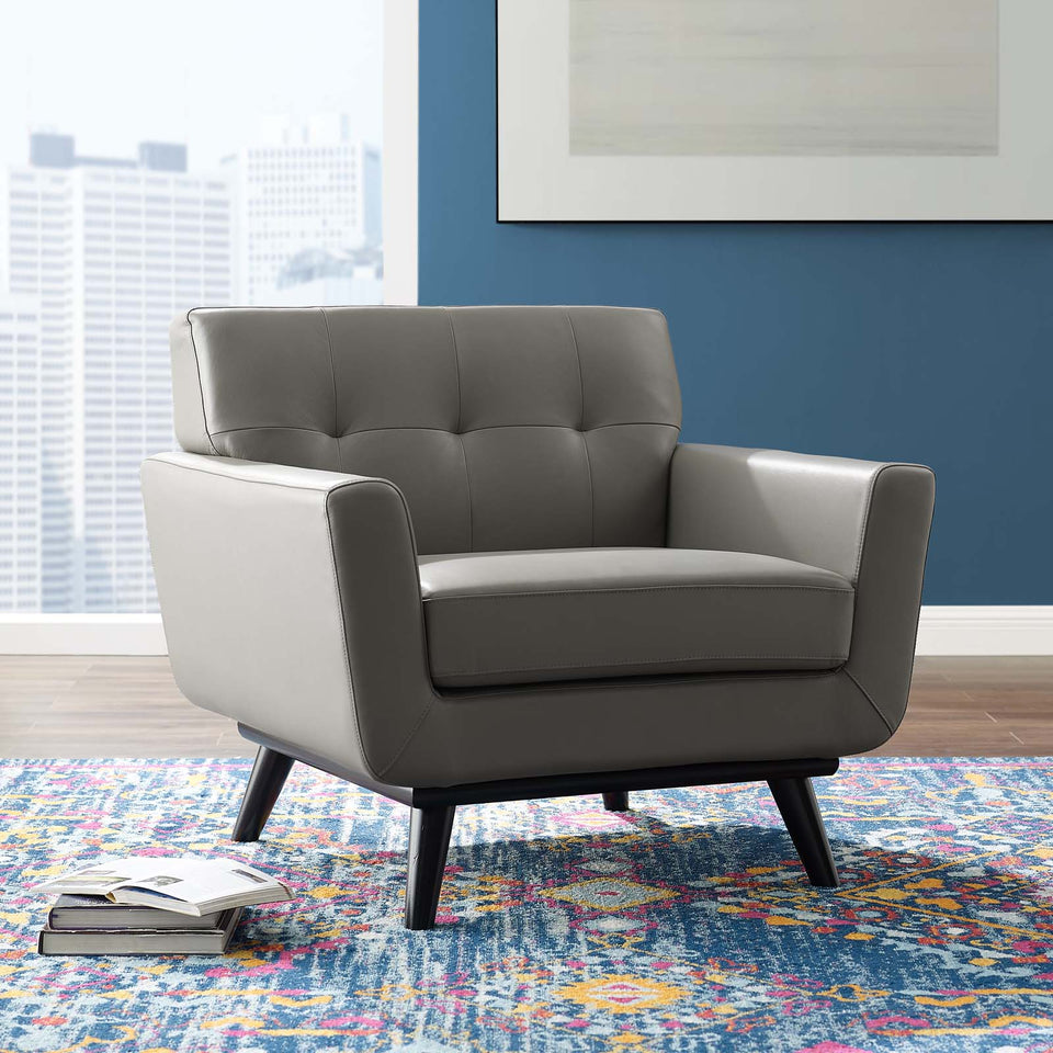 Engage Top-Grain Leather Living Room Lounge Accent Armchair.