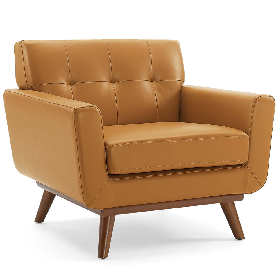 Engage Top-Grain Leather Living Room Lounge Accent Armchair.