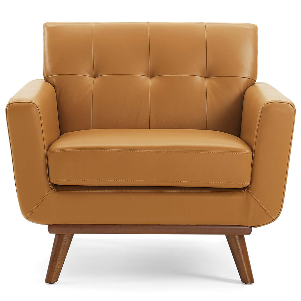 Engage Top-Grain Leather Living Room Lounge Accent Armchair.