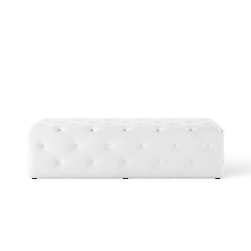 Anthem 60" Tufted Button Entryway Faux Leather Bench in White.
