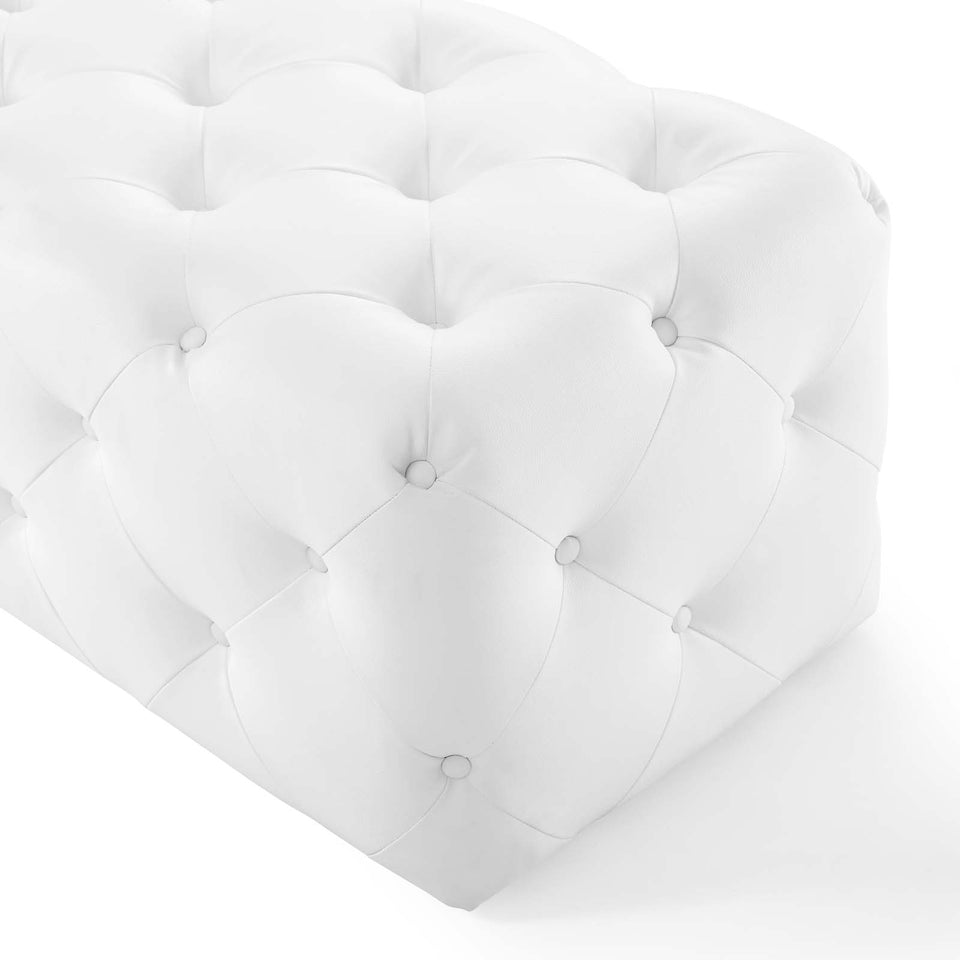 Anthem 60" Tufted Button Entryway Faux Leather Bench in White.