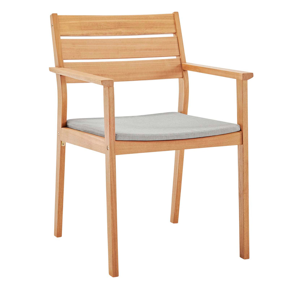 Viewscape 9 Piece Outdoor Patio Ash Wood Dining Set in Natural Taupe.